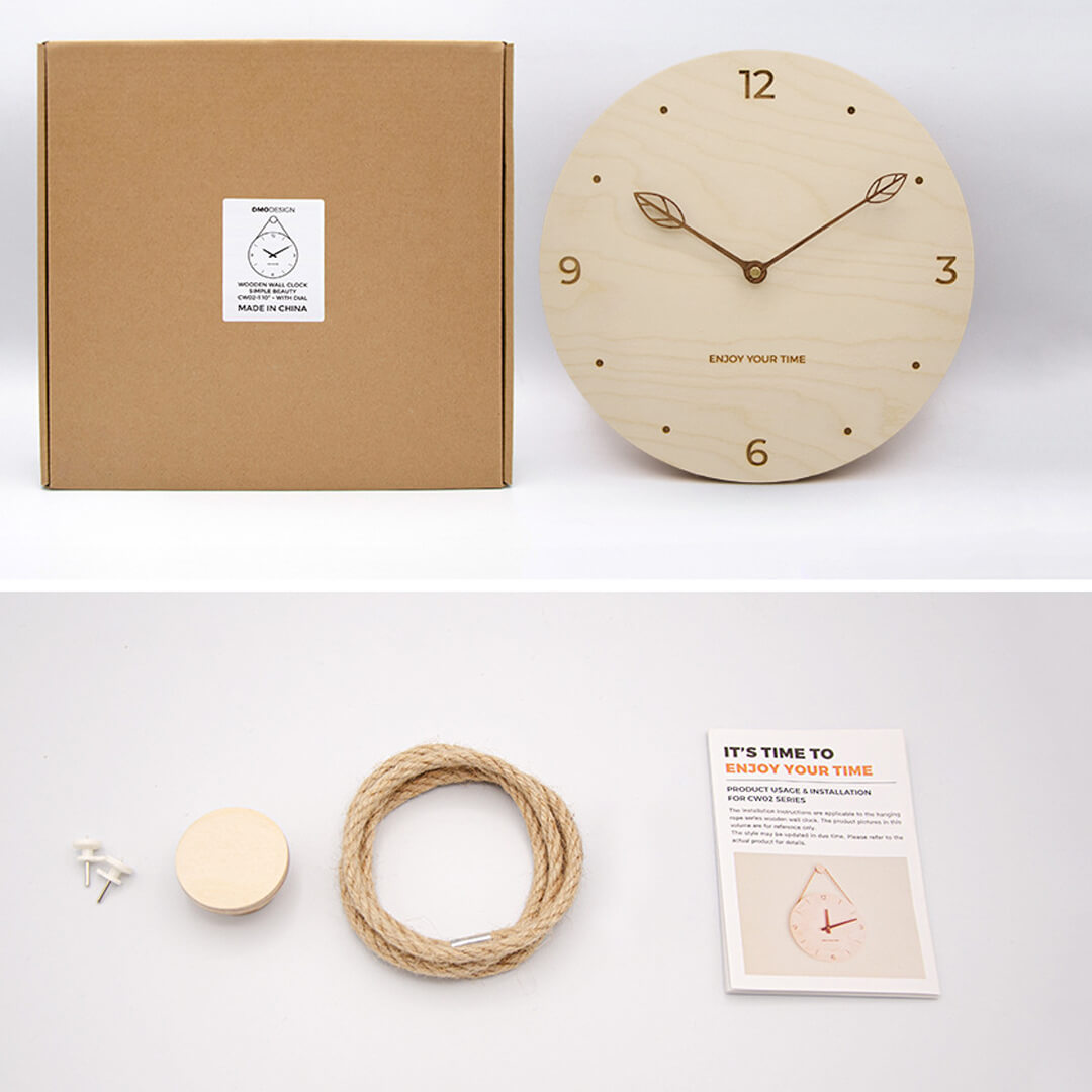 Orologio da parete con corda da appendere in legno