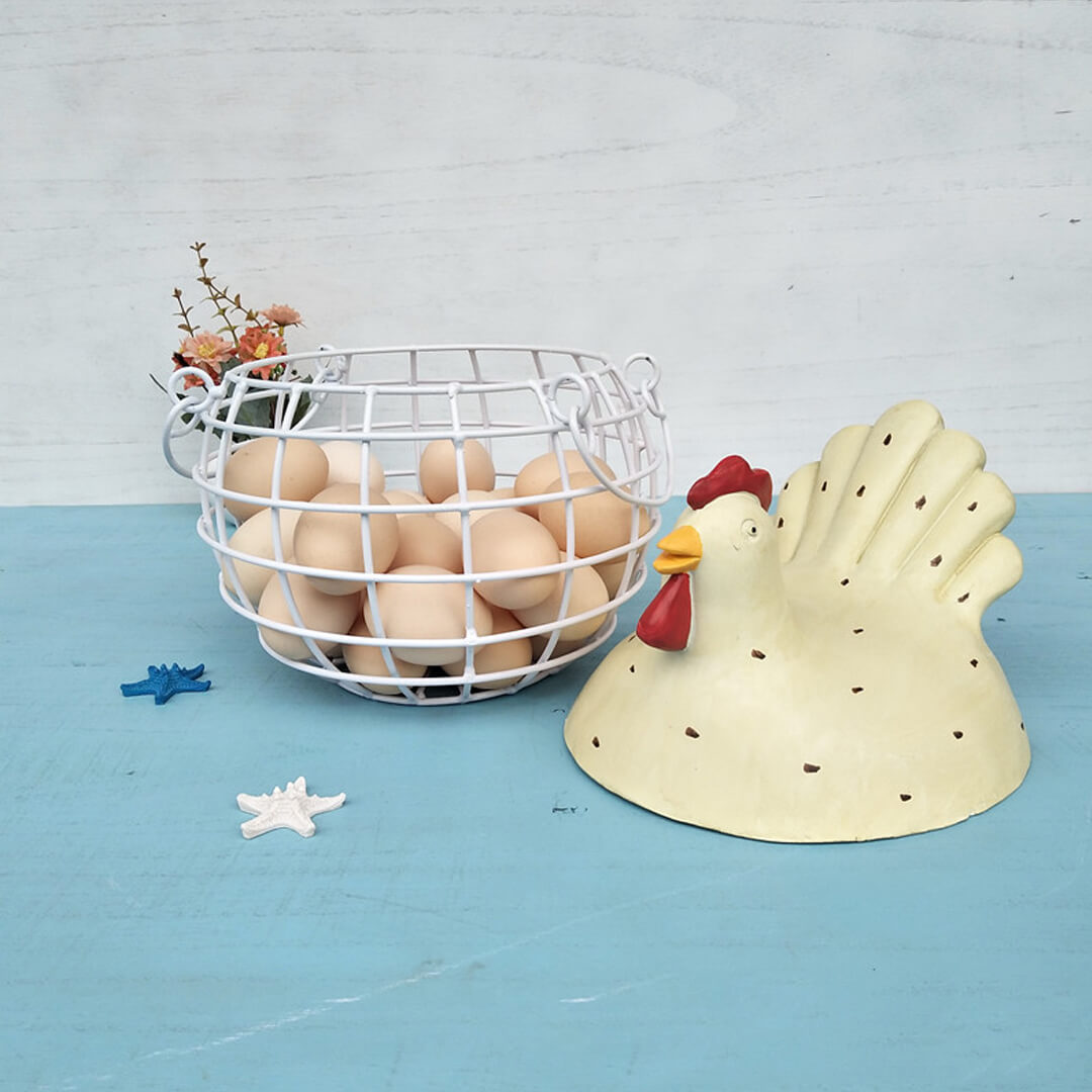 Cesta de almacenamiento para gallinas con soporte para huevos