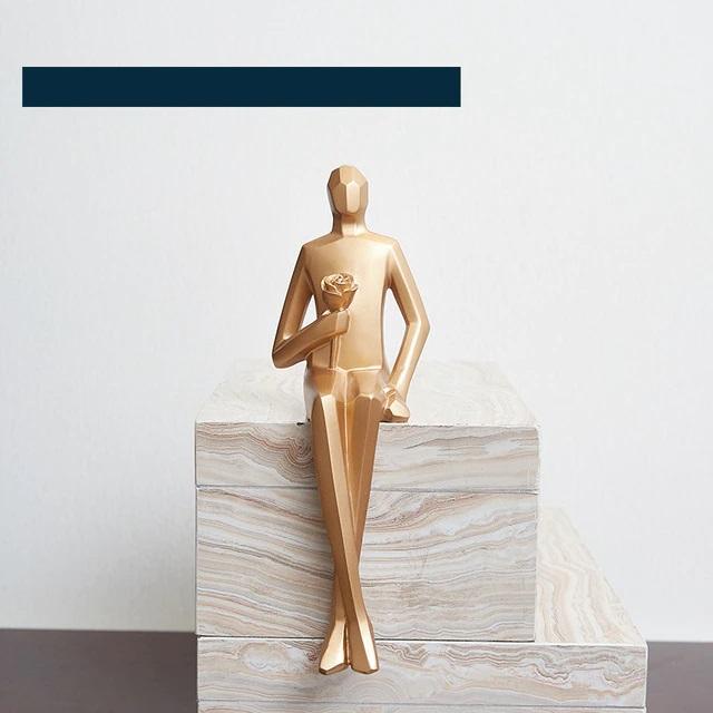 Golden Geometric Portrait Statue