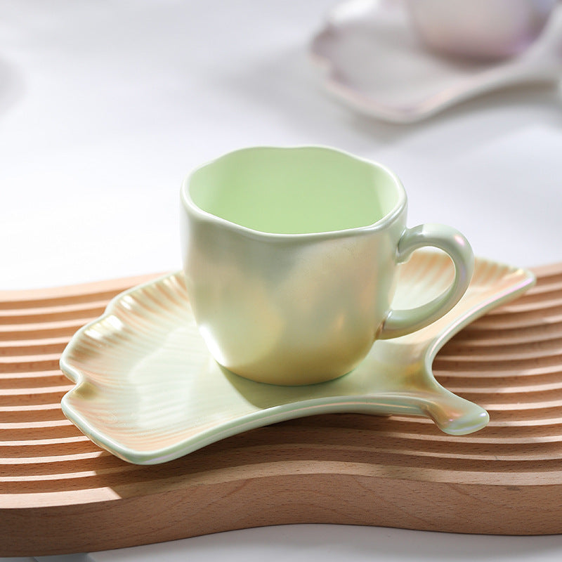 Pearlescent Glaze Colorful Cup & Saucer