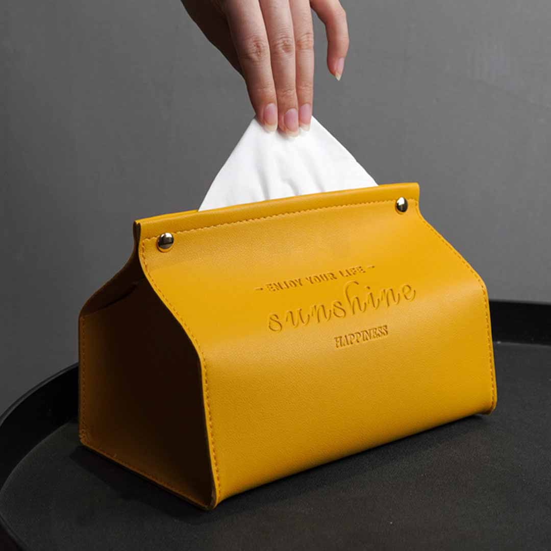 Caja de pañuelos de cuero