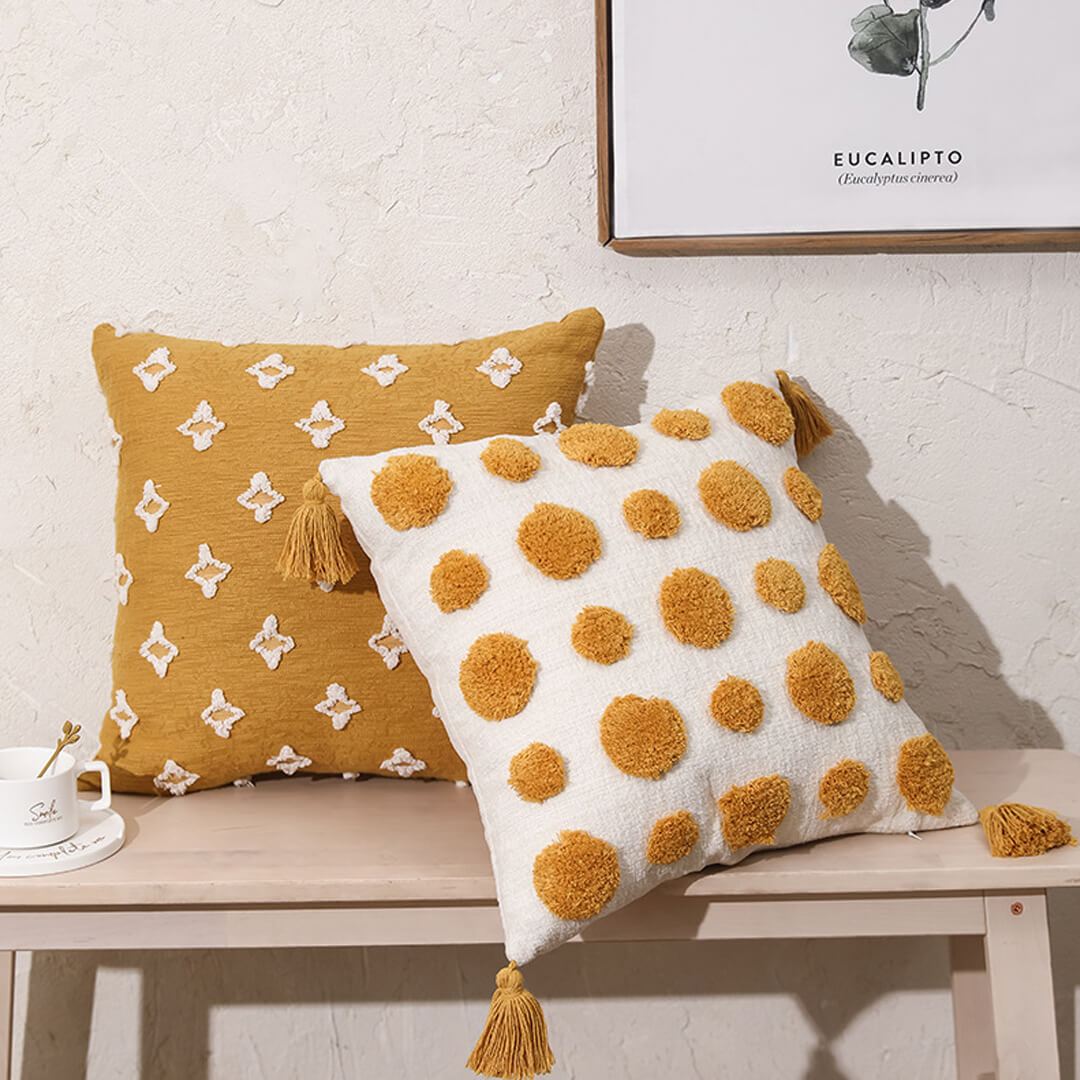 Fundas de almohadas bordadas con mechones