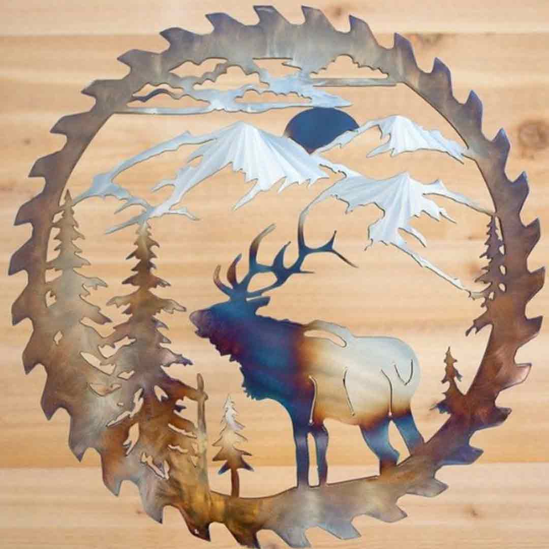 Whitetail Bowhunter Bienvenido Hoja de sierra recortada Arte de pared de metal