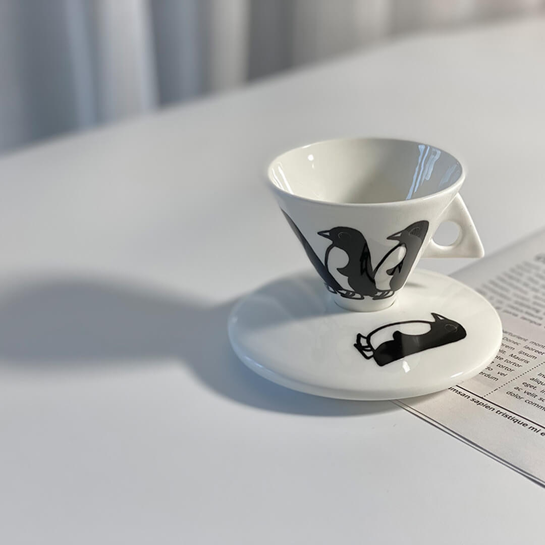 Penguin Printed Bone China Mug With Saucer