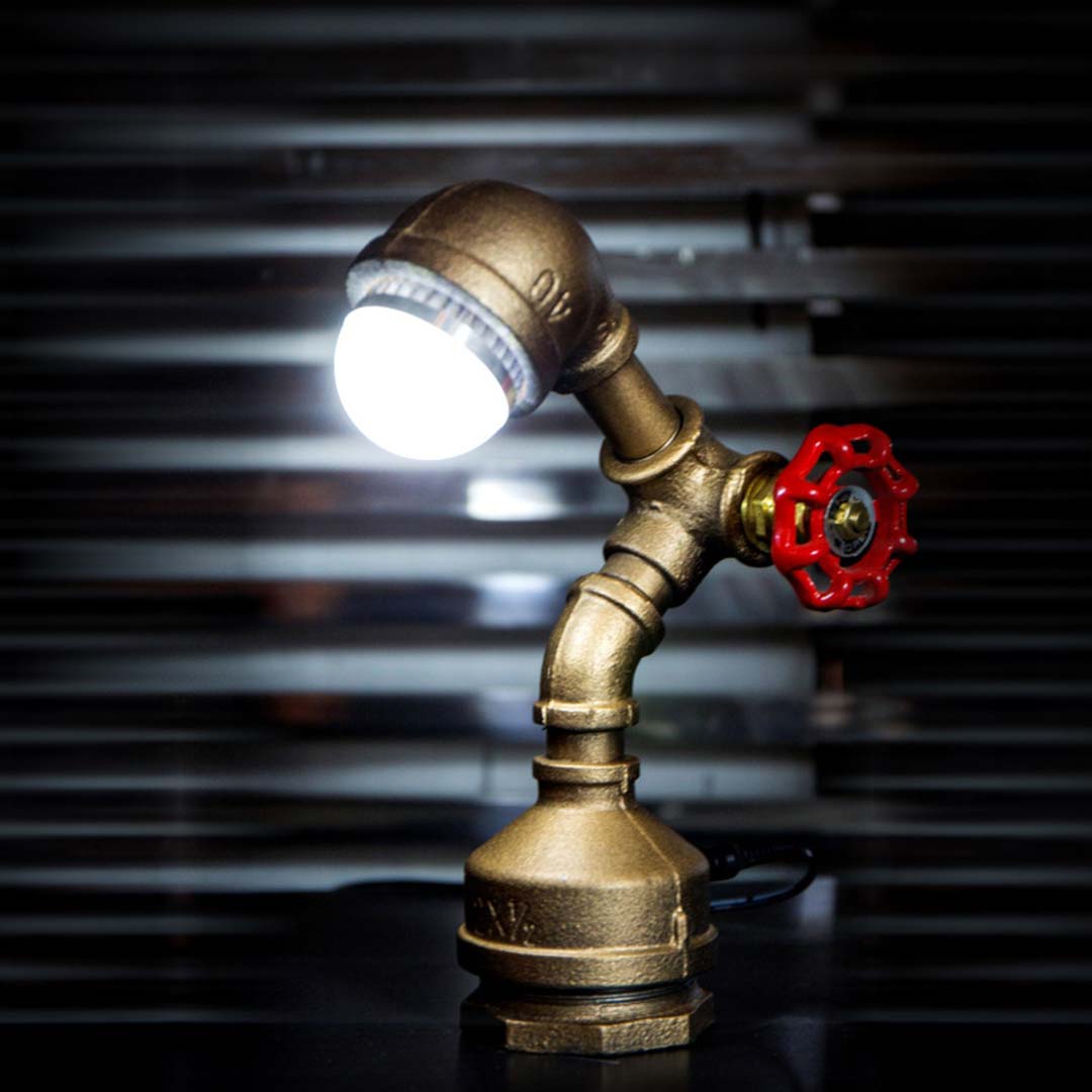 Industrial Table Lamp with Valve Switch