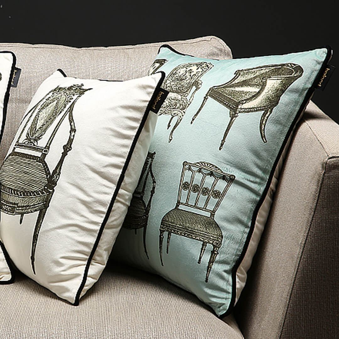 Housse de coussin à imprimé chaise vintage