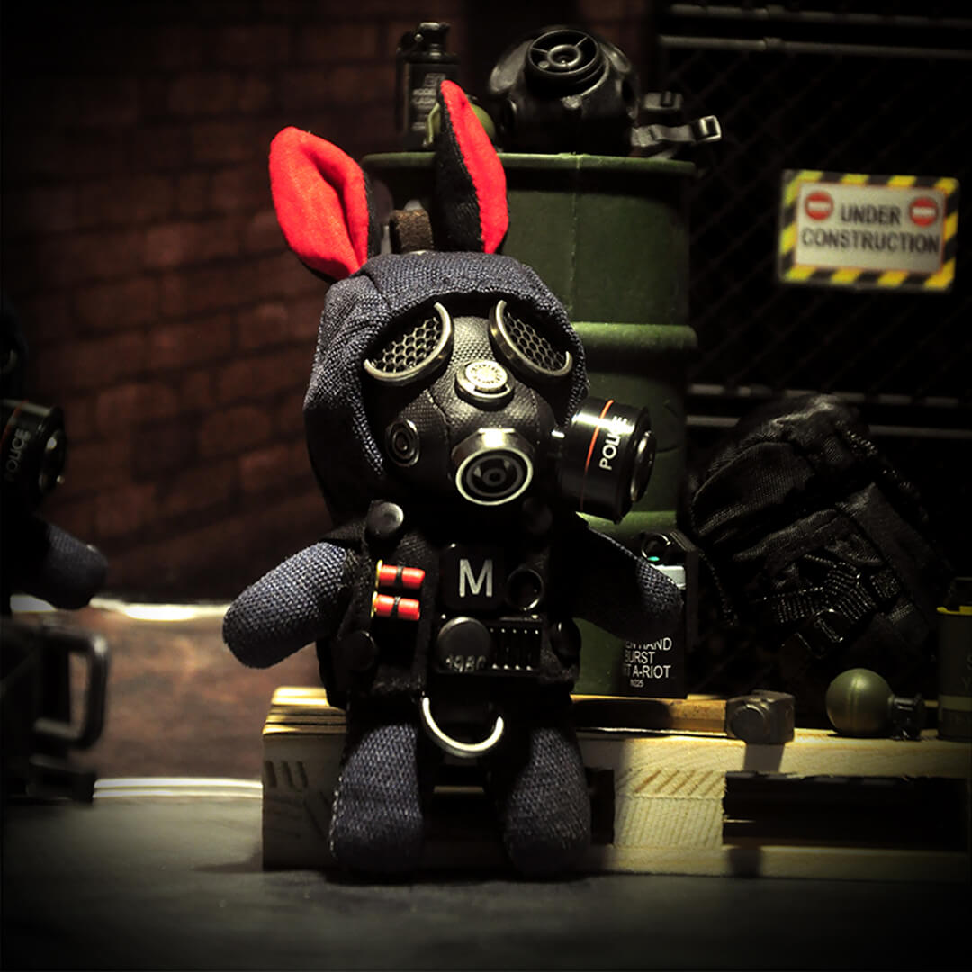 Military Uniform Rabbit Gas Mask Version Key Pendant