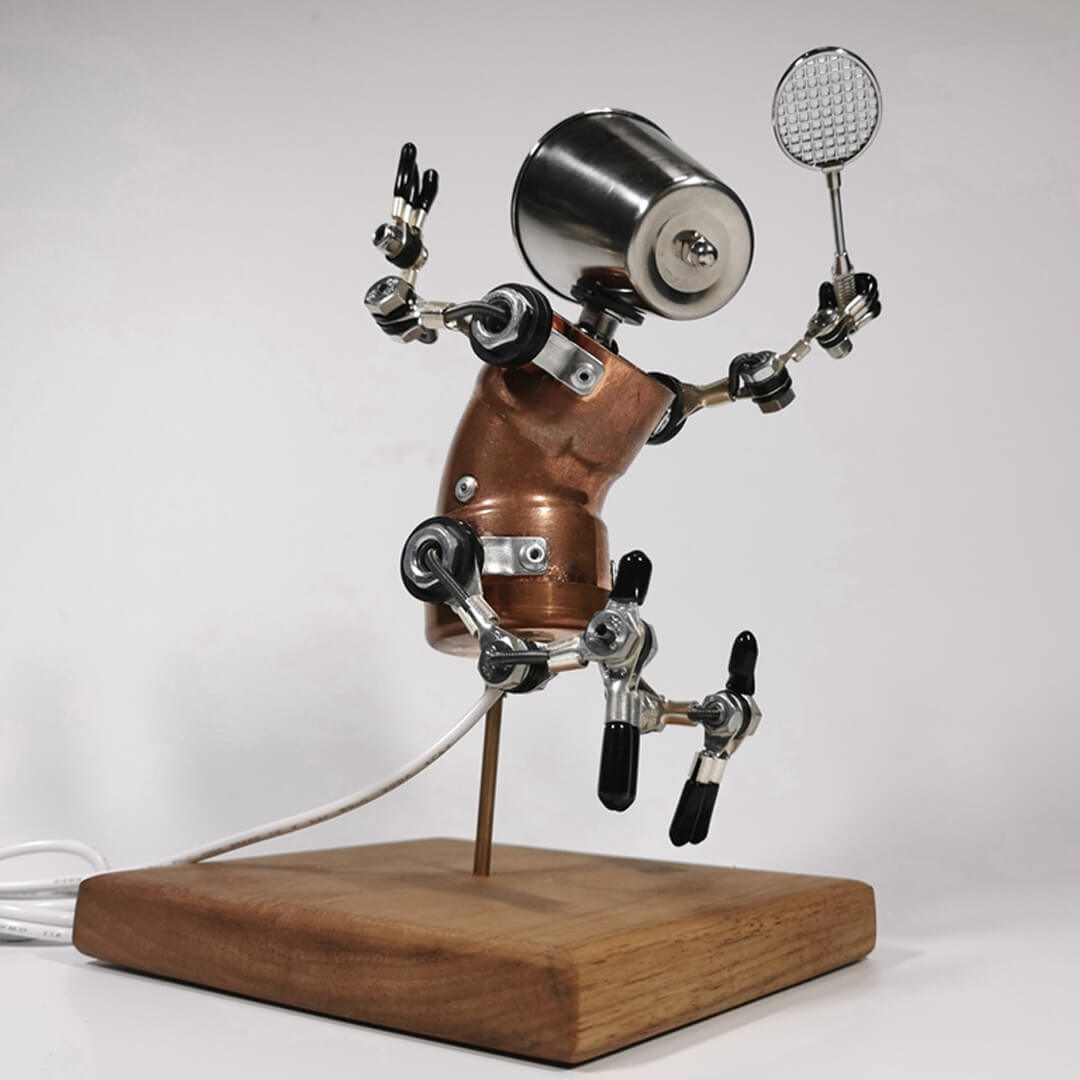 Lampada robot da badminton Steampunk