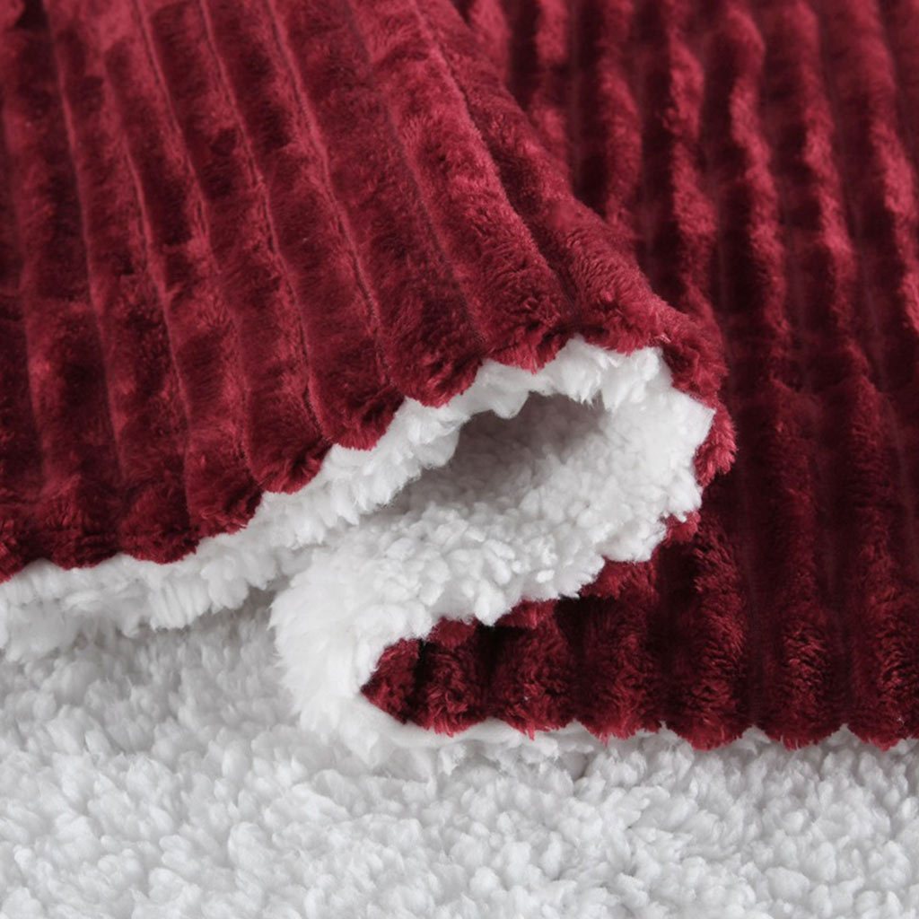 Gestreifte Sherpa-Fleece-Decke