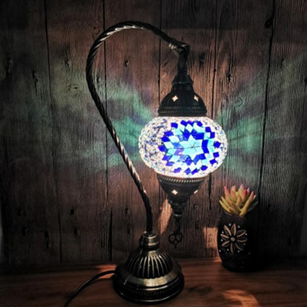 Lámpara de mesa de cuello de cisne de mosaico marroquí