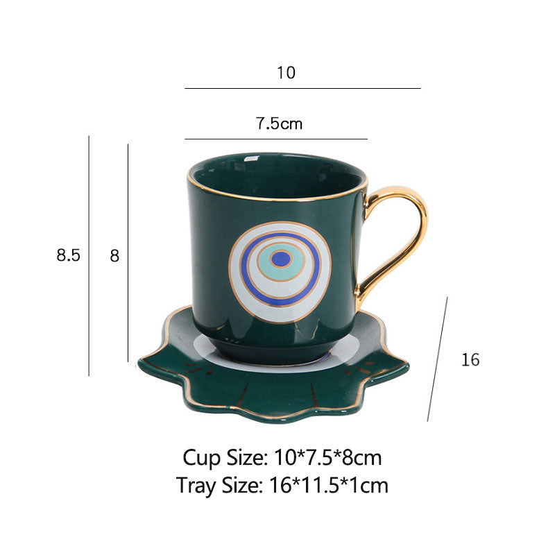 Turkey Blue Eye Coffee Cup & Tray