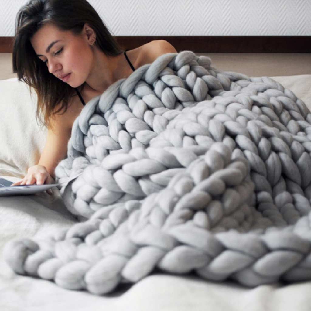 Chunky Wool Knit Blanket