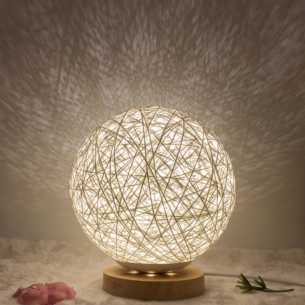 Lampe Lune Boule en Rotin