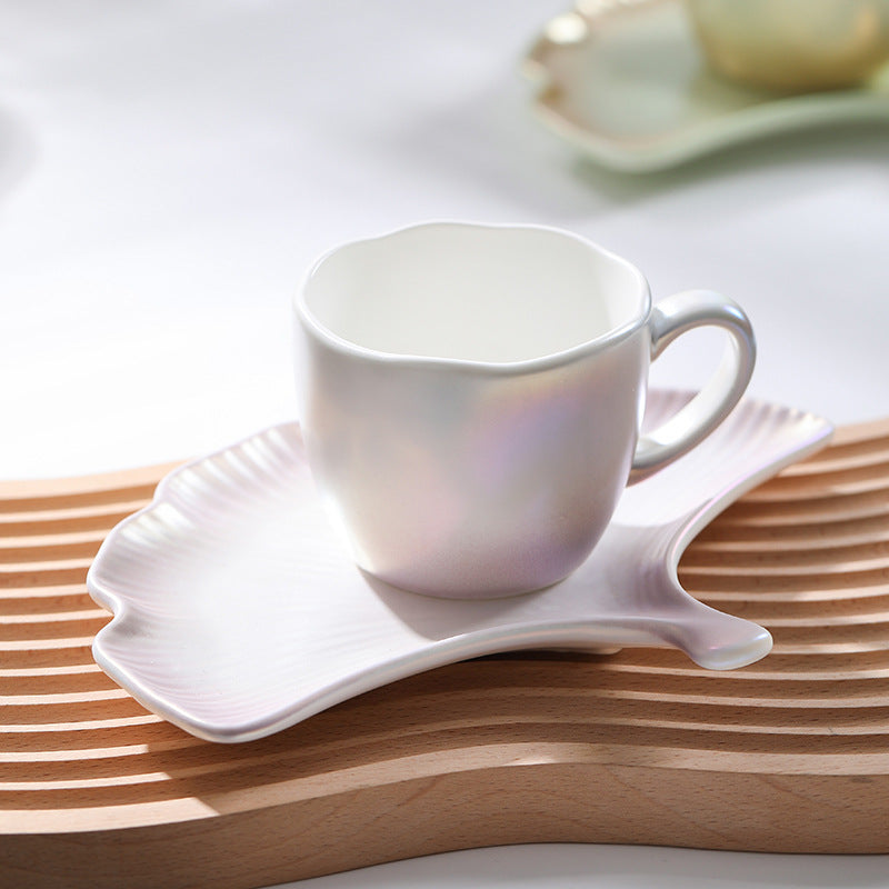 Pearlescent Glaze Colorful Cup & Saucer