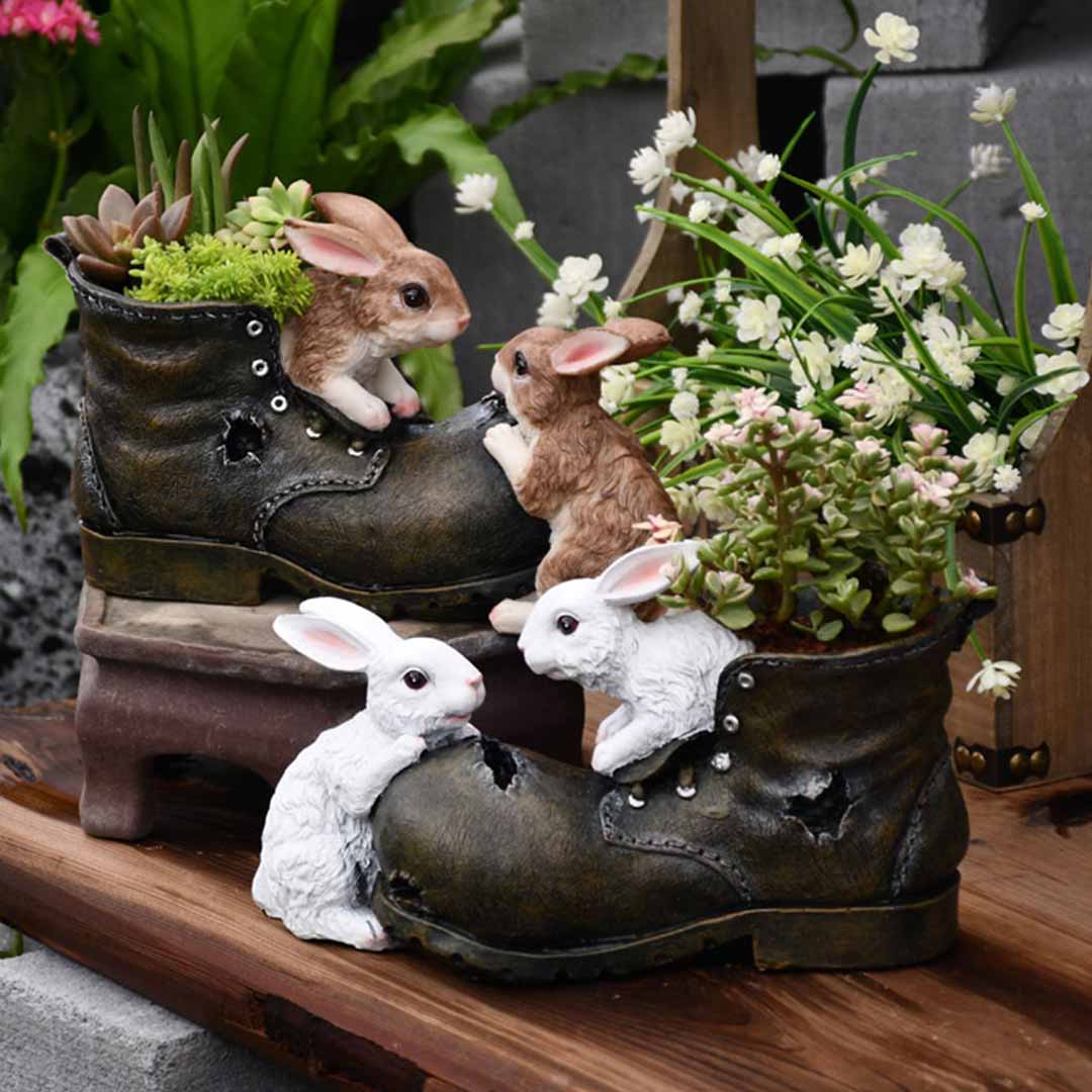 Vaso di fiori di coniglio in resina