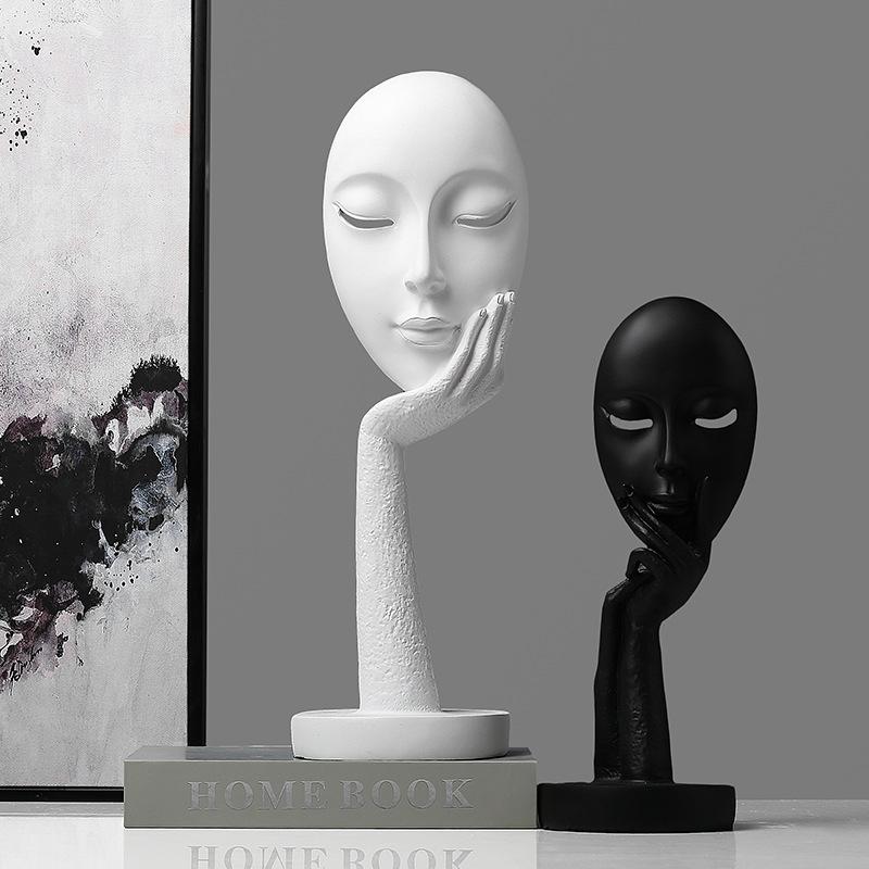 Estatua artesanal de máscara facial de mujer