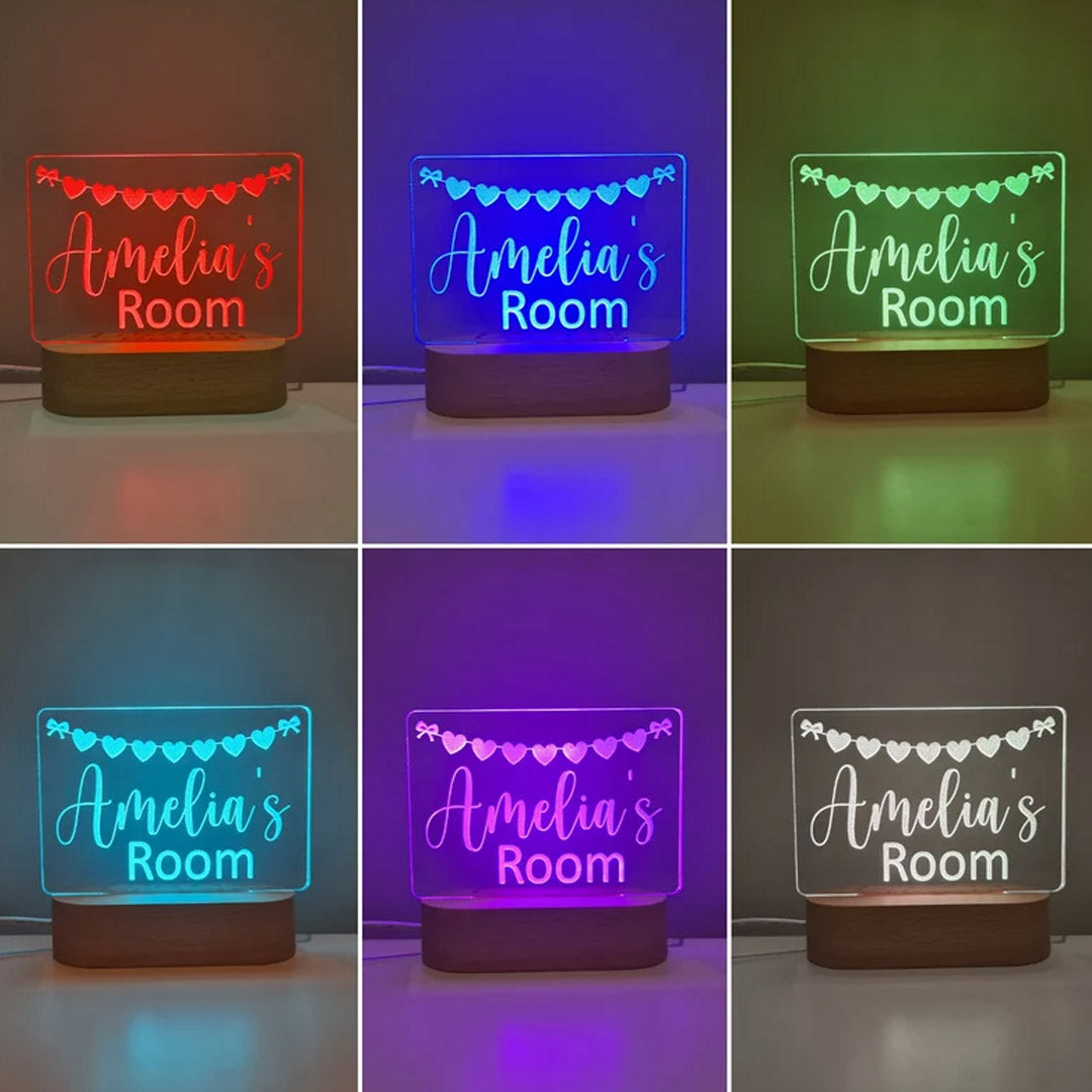 Personalized Heart Bunting Night Light