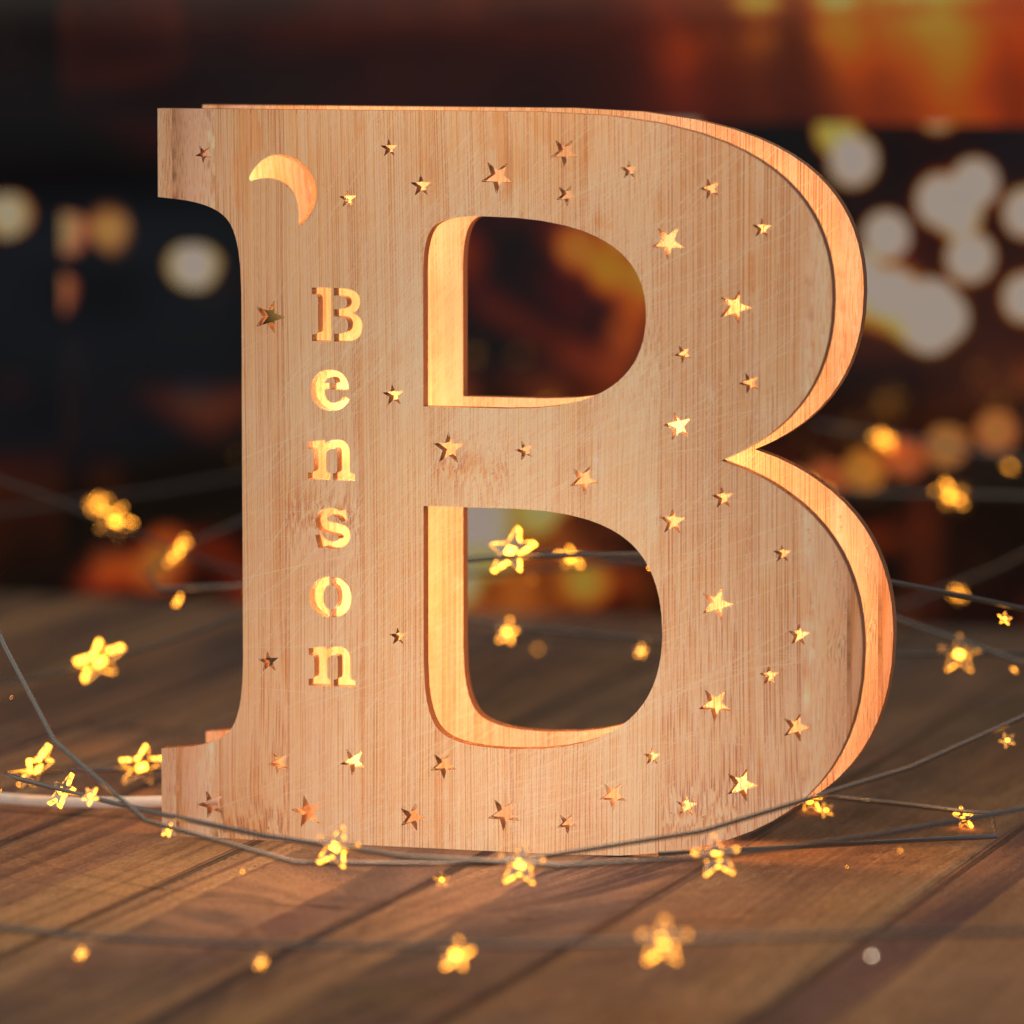 Luz nocturna personalizada con letras de madera