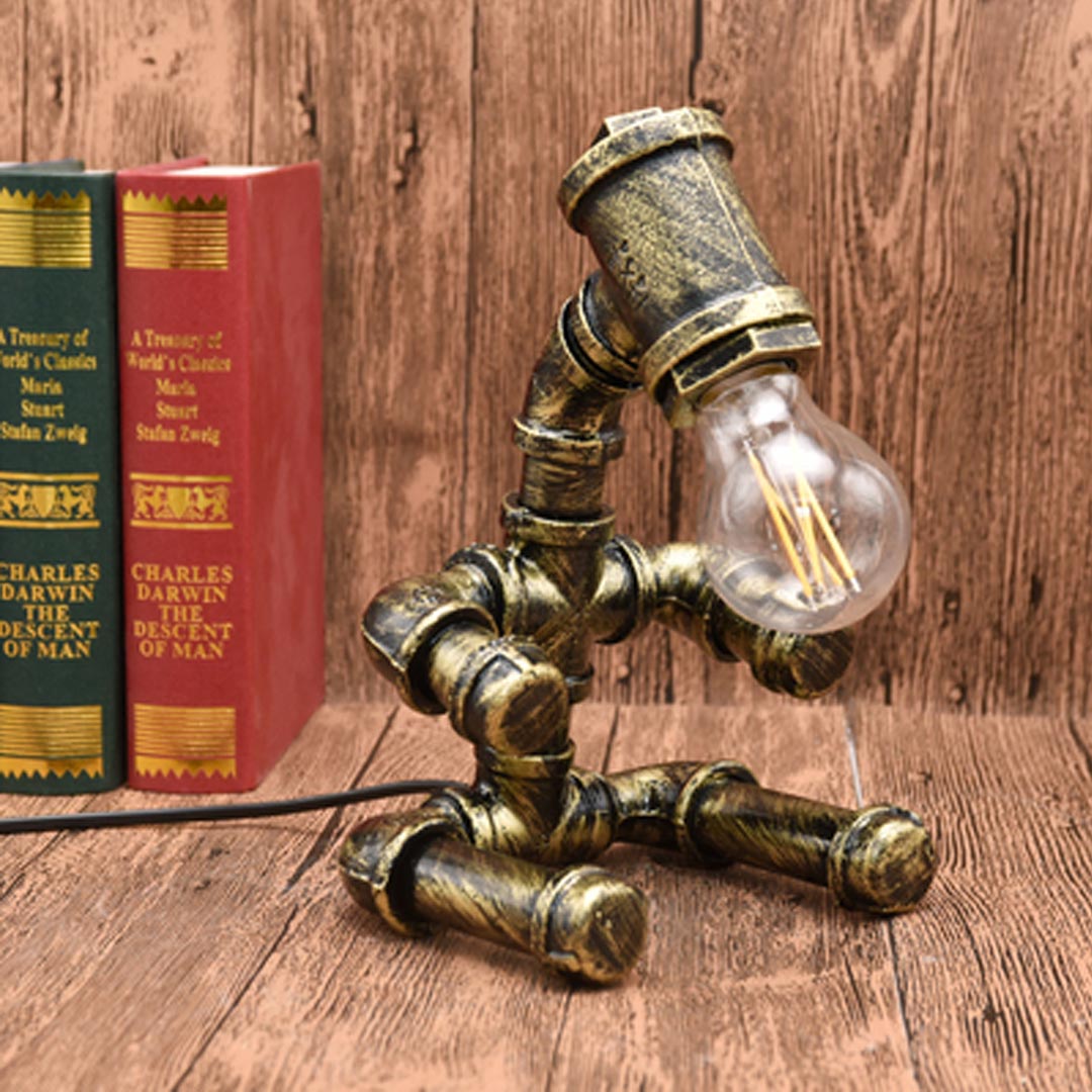 Retro-Punk-Pipe-Roboter-Tischlampe