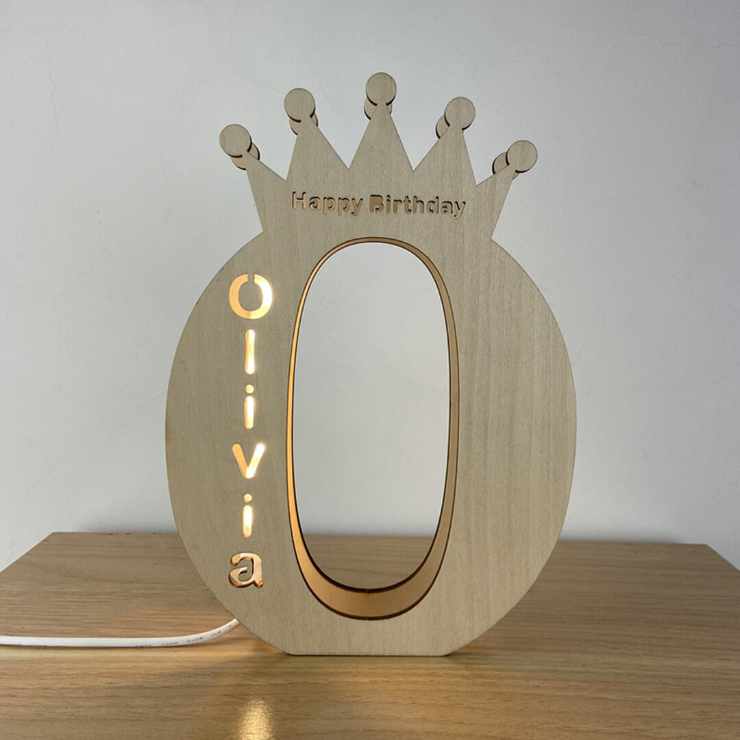 Lampada a LED in legno a forma di corona