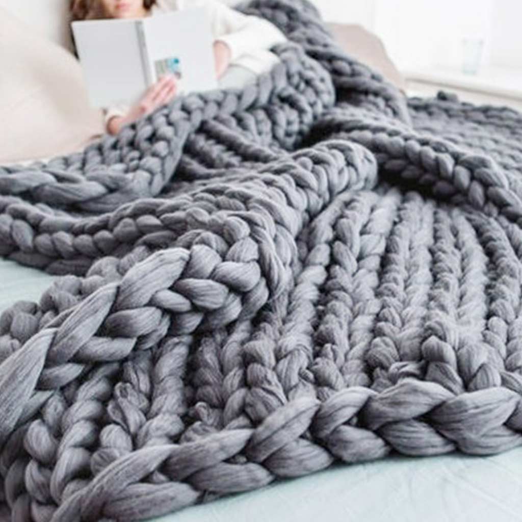 Chunky Wool Knit Blanket