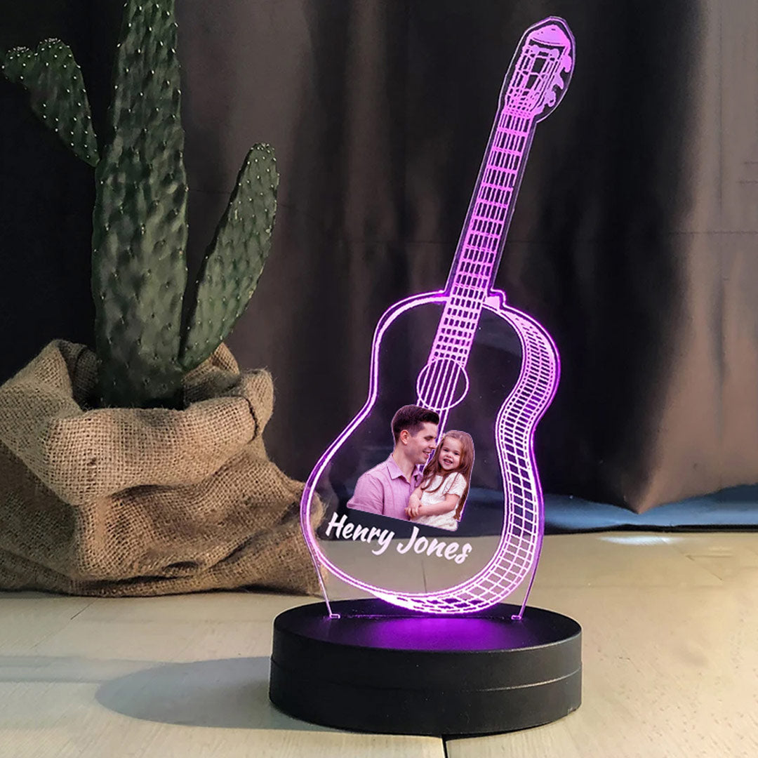 Custom Acrylic Guitar Photo Lettering Night Light