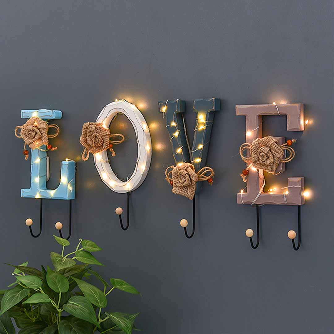 Wooden Love Home Letters Wall Hooks