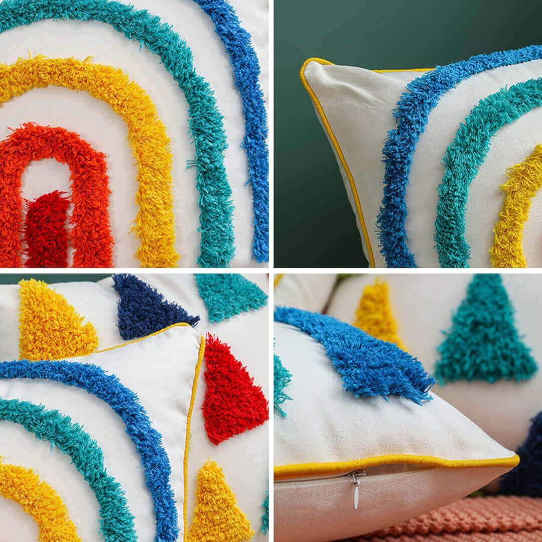 Housses de coussin capitonnées à pampilles marocaines