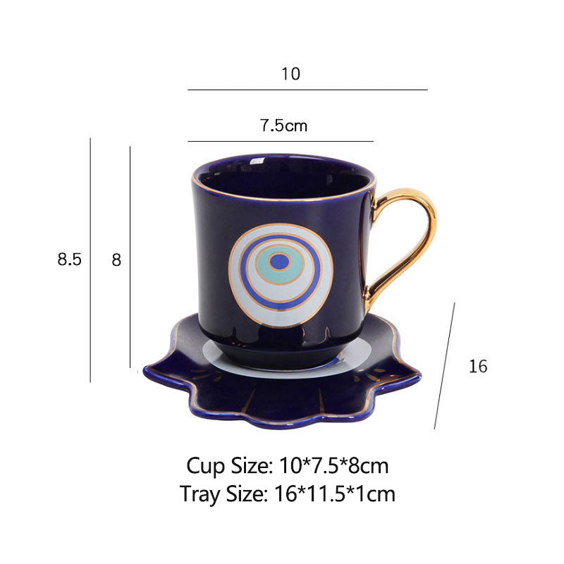 Turkey Blue Eye Coffee Cup & Tray