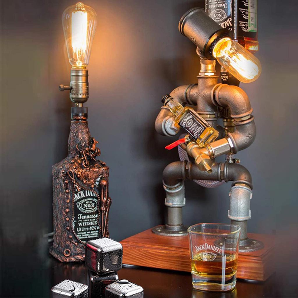 Steampunk Fireman Pipe Robot Lamp