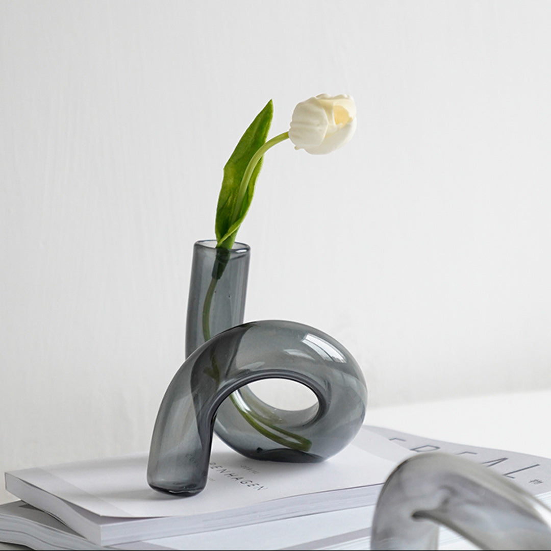 Vase bougeoir en verre torsadé