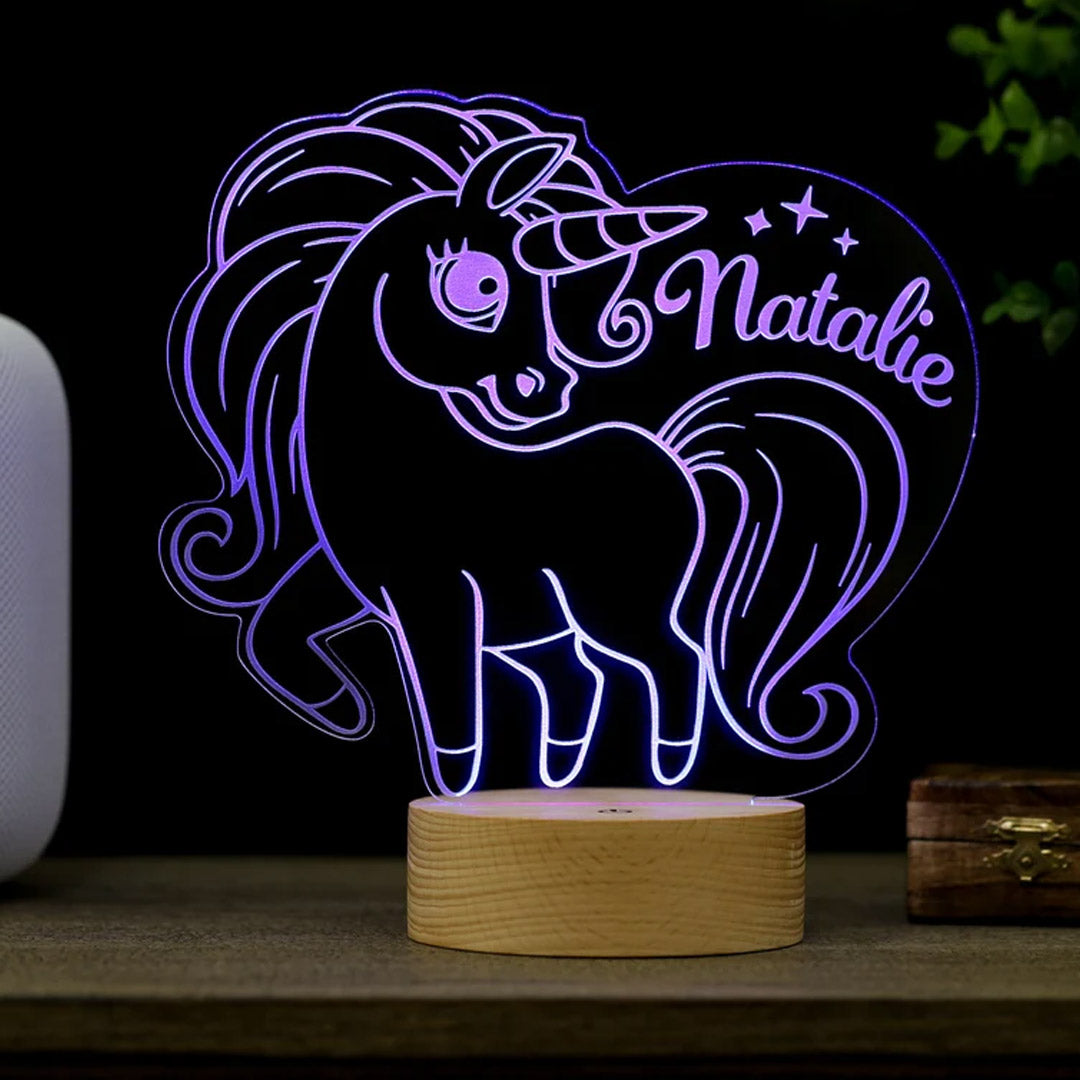 Luce notturna personalizzata con unicorno