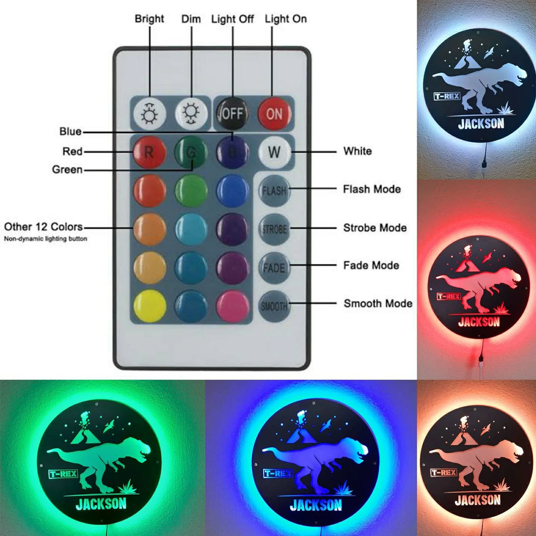 Luz de pared de dinosaurio personalizada