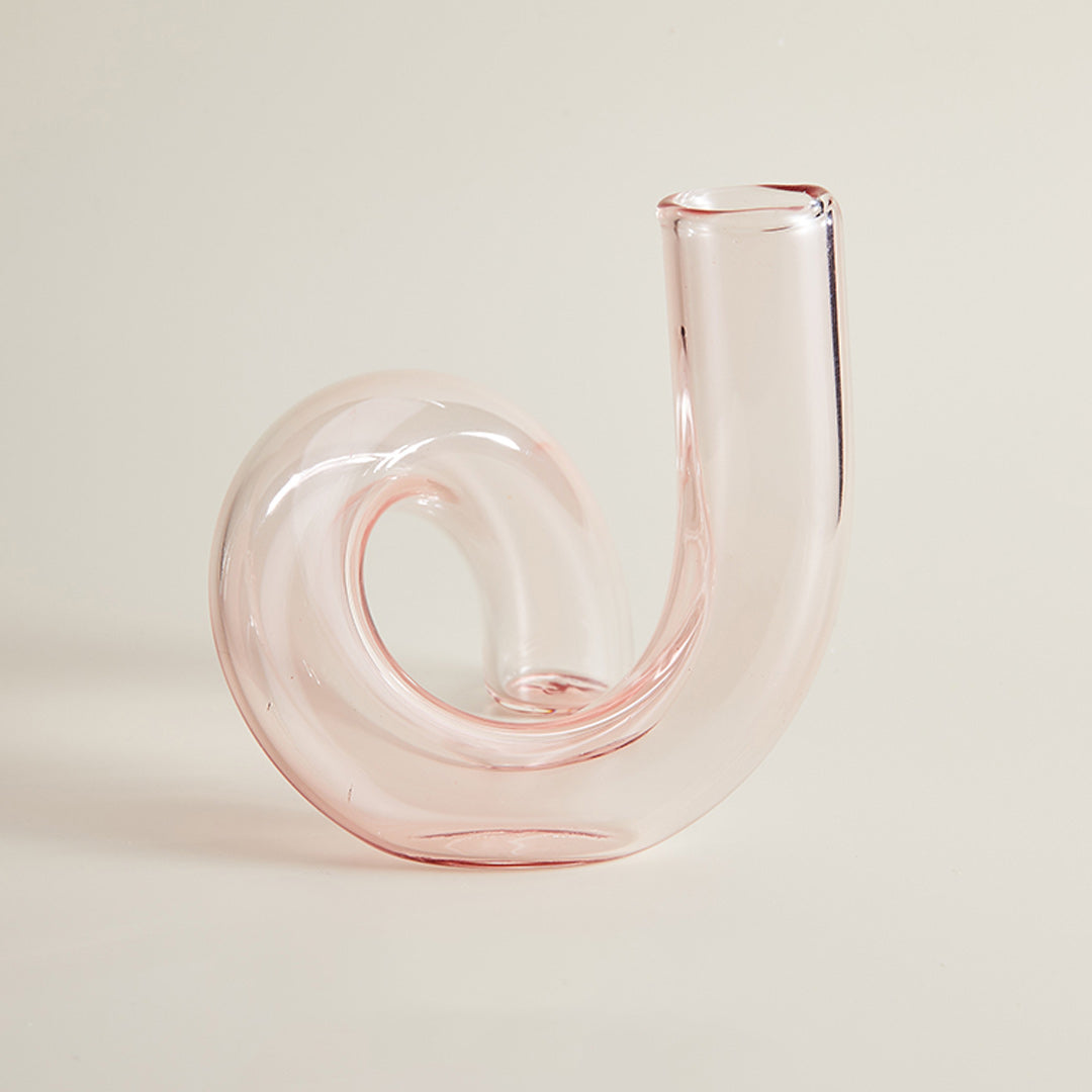 Vase bougeoir en verre torsadé