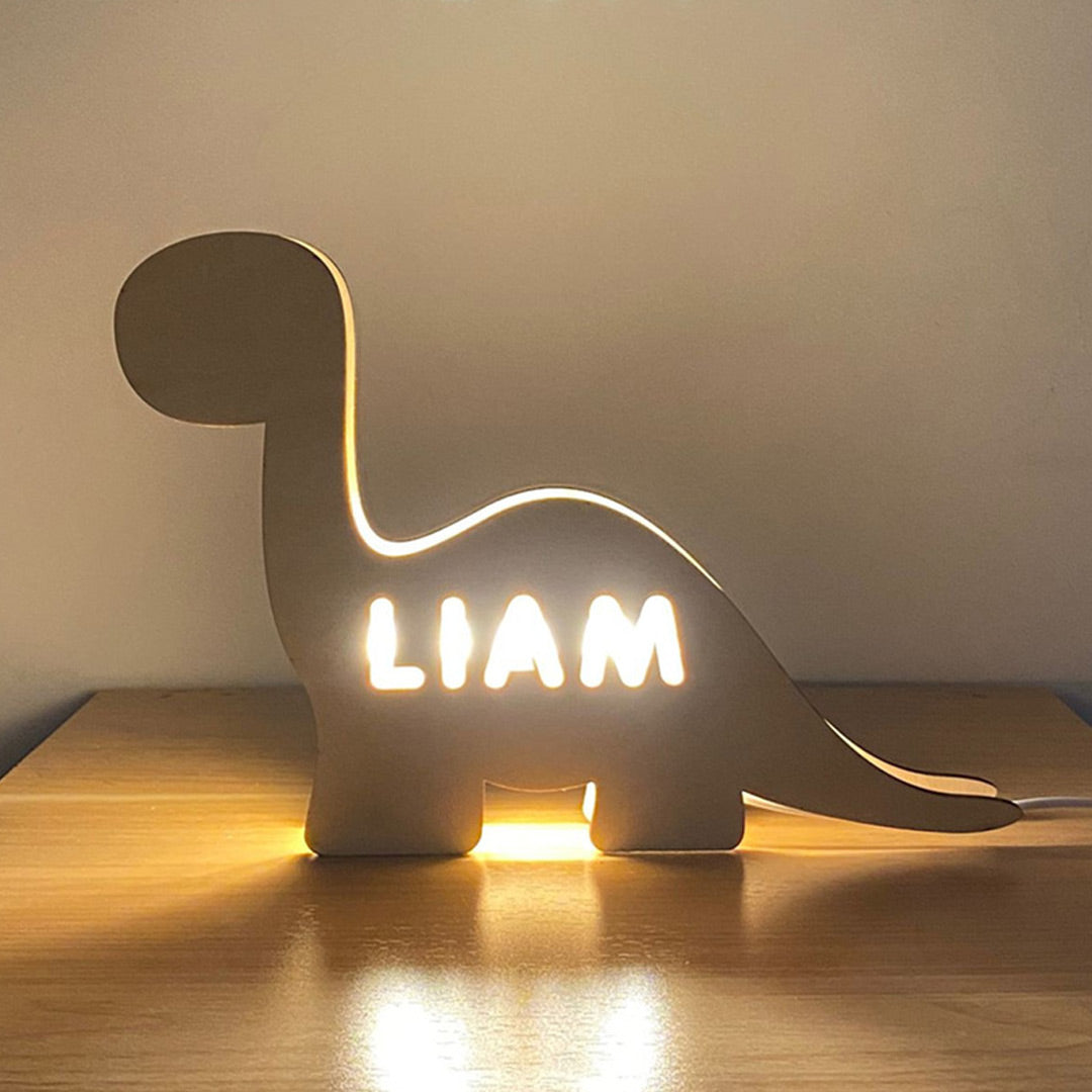 Luz de nombre grabada de madera personalizada