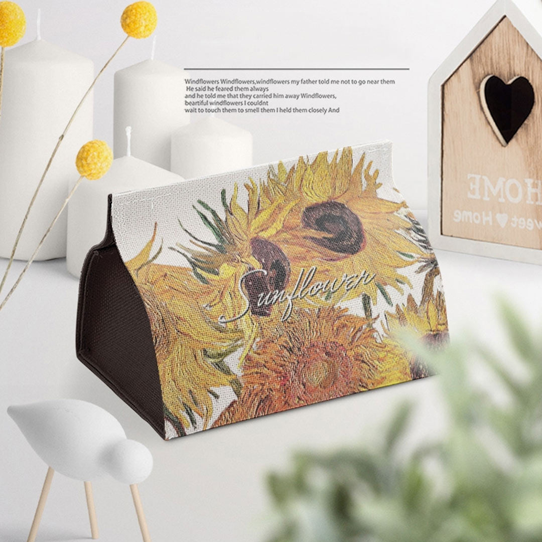Caja de pañuelos de lino y algodón Art