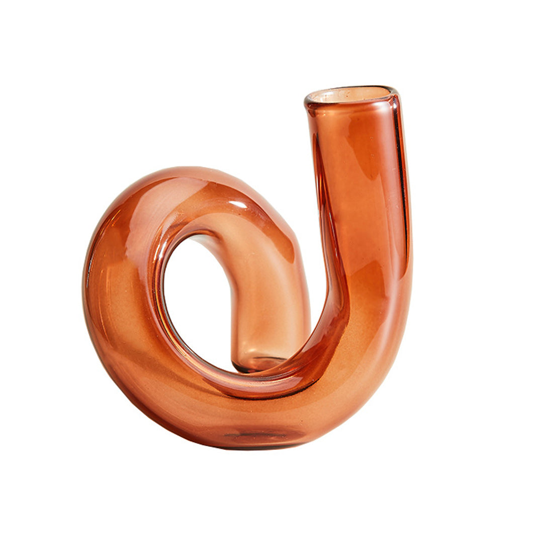 Vase bougeoir en verre torsadé