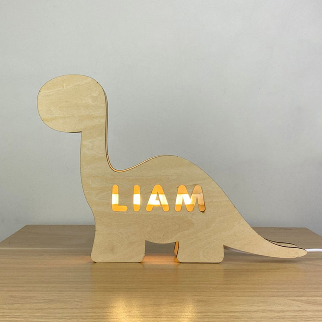 Luz de nombre grabada de madera personalizada