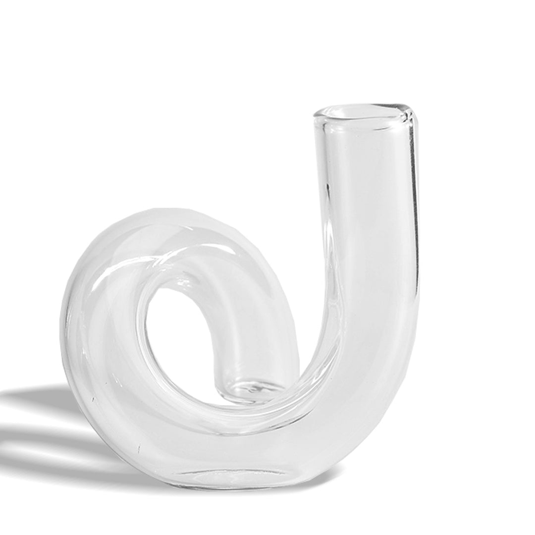 Vase bougeoir en verre torsadé