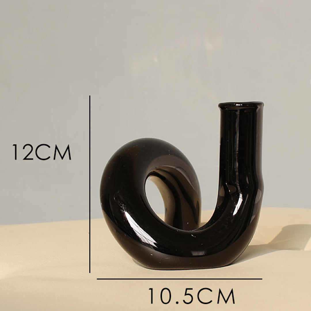 Vase bougeoir en verre torsadé