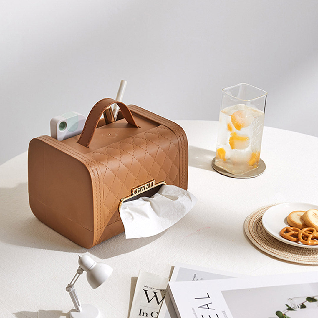Caja de pañuelos en forma de bolso