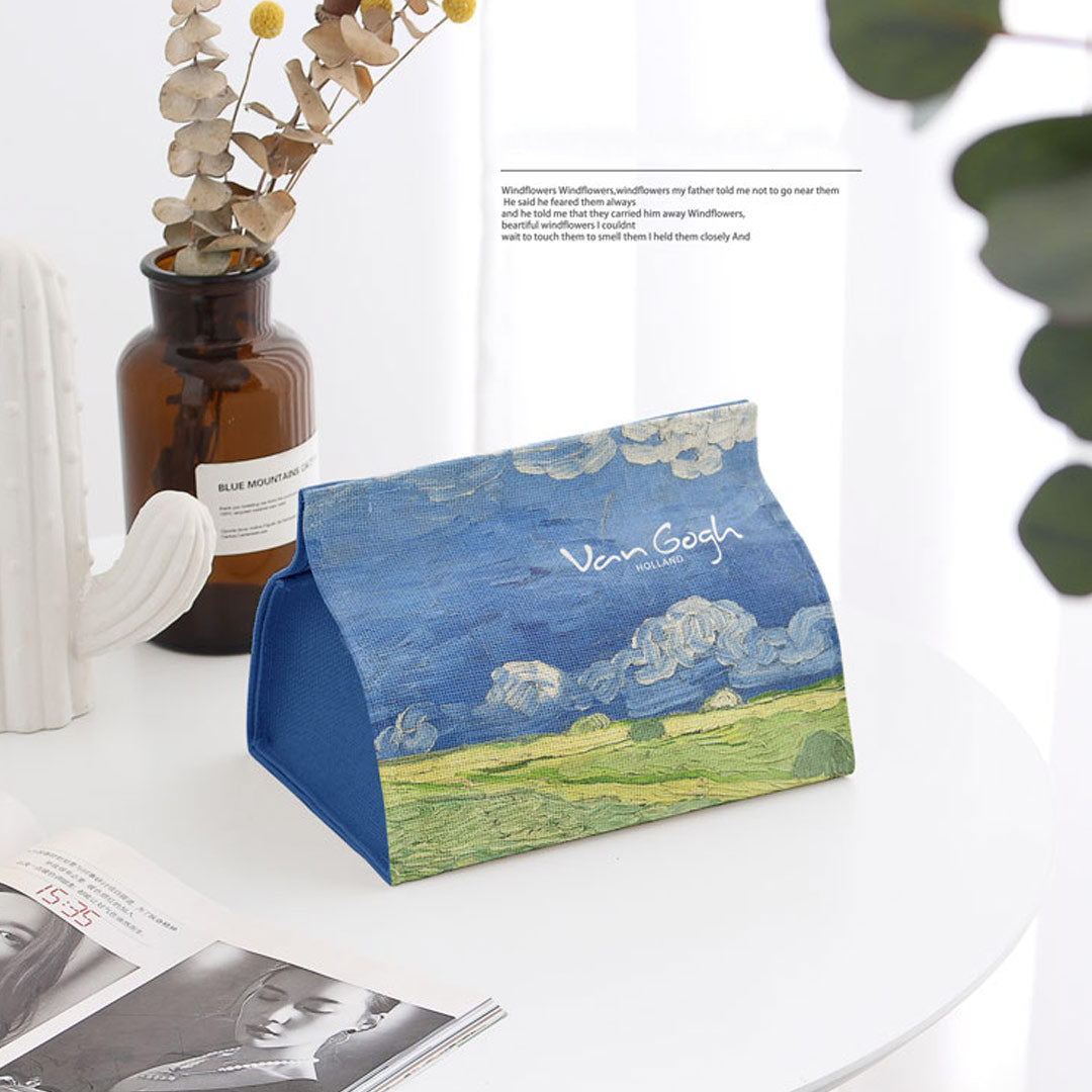 Caja de pañuelos de lino y algodón Art