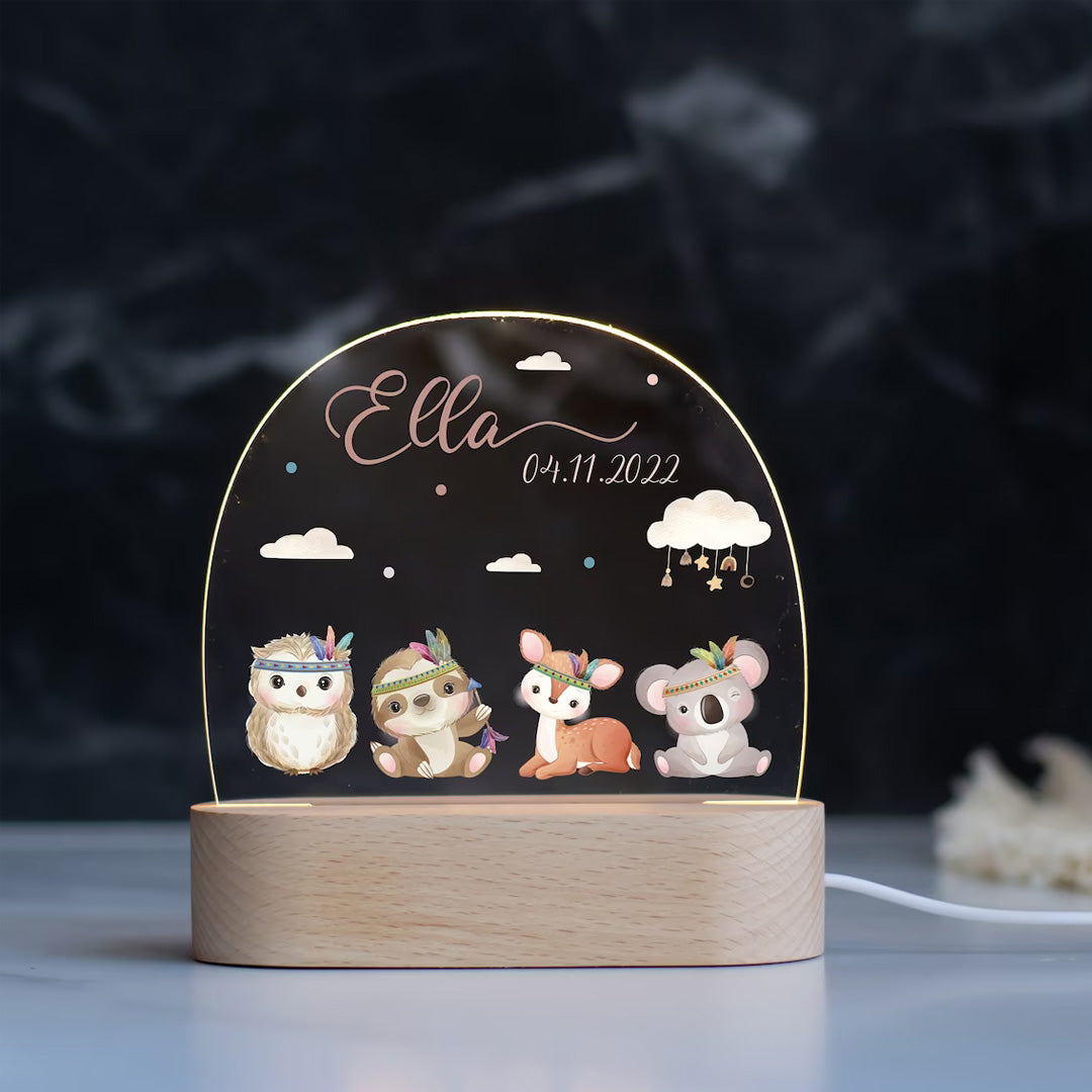 Personalized Rainbow Night Lamp Baby Gift Birth