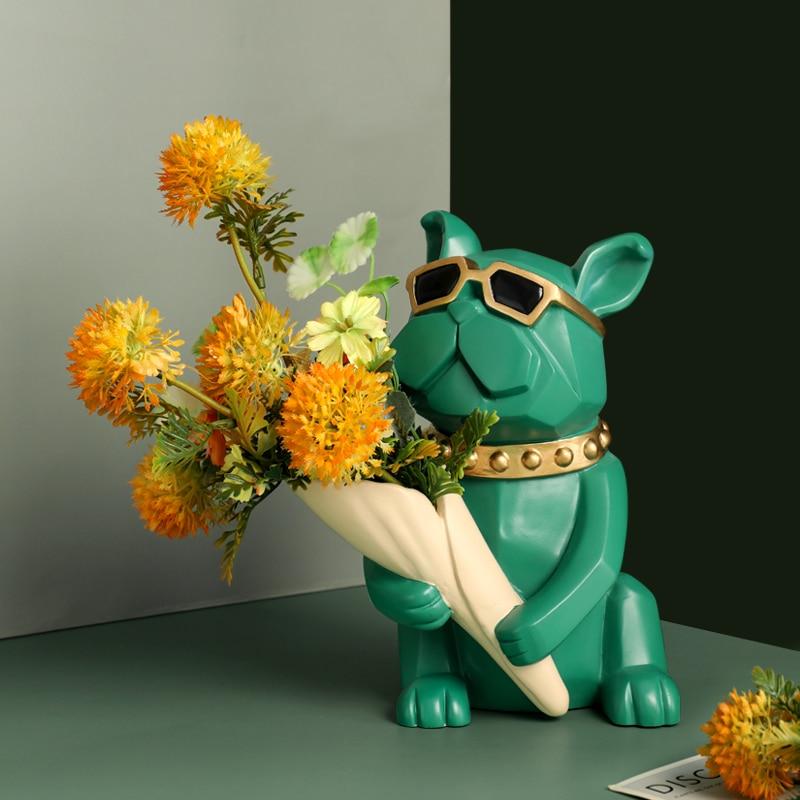 Fantastico vaso con statua Bulldog