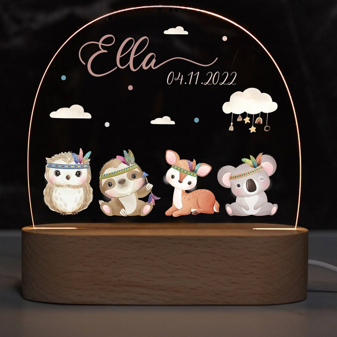 Personalized Rainbow Night Lamp Baby Gift Birth