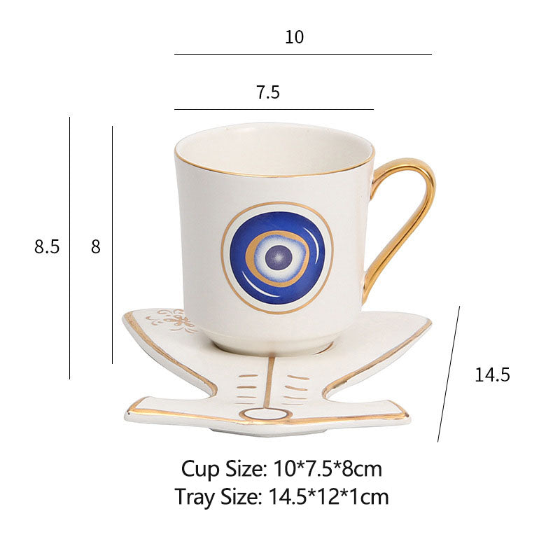 Turkey Blue Eye Coffee Cup & Tray