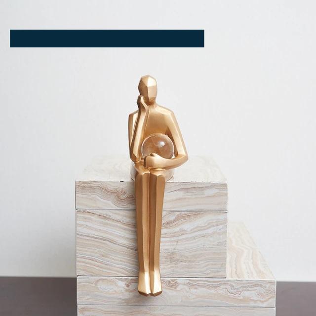 Golden Geometric Portrait Statue