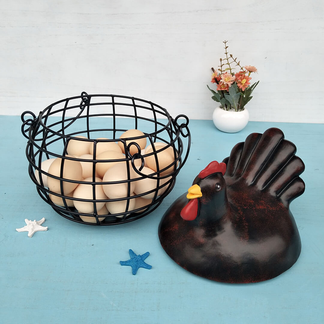 Cesta de almacenamiento para gallinas con soporte para huevos