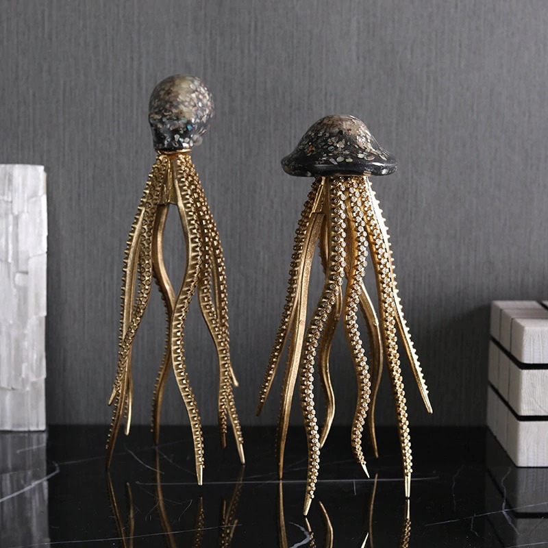 Luxury Octopus and Jellyfish Tabletop Figurine