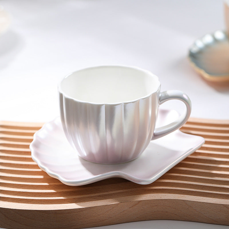 Pearlescent Glaze Colorful Cup & Saucer